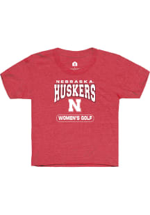 Rally Nebraska Cornhuskers Youth Red Womens Golf Short Sleeve T-Shirt