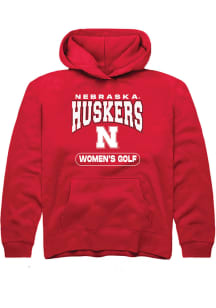 Rally Nebraska Cornhuskers Youth Red Womens Golf Long Sleeve Hoodie