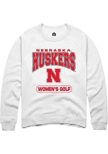 Rally Nebraska Cornhuskers Mens White Womens Golf Long Sleeve Crew Sweatshirt