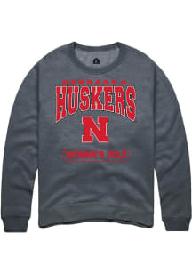 Mens Nebraska Cornhuskers Charcoal Rally Womens Golf Crew Sweatshirt