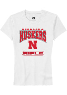 Rally Nebraska Cornhuskers Womens White Rifle Short Sleeve T-Shirt