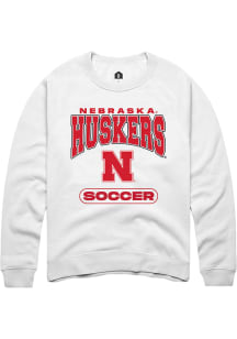 Rally Nebraska Cornhuskers Mens White Soccer Long Sleeve Crew Sweatshirt