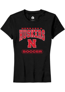 Rally Nebraska Cornhuskers Womens Black Soccer Short Sleeve T-Shirt