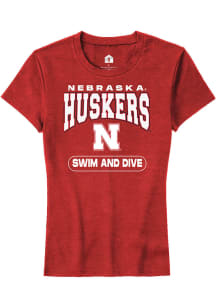 Rally Nebraska Cornhuskers Womens Red Swim and Dive Short Sleeve T-Shirt