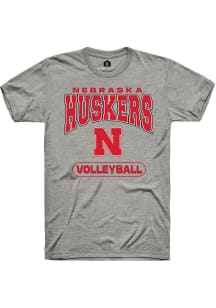 Rally Nebraska Cornhuskers Grey Volleyball Short Sleeve T Shirt