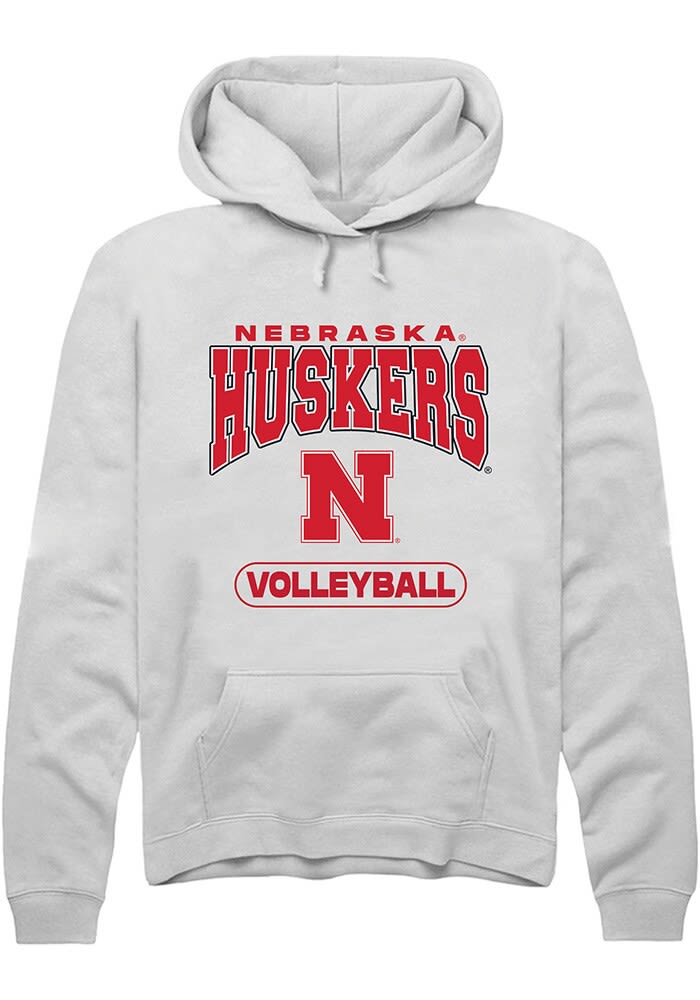 Rally Nebraska Cornhuskers Mens White Volleyball Long Sleeve Hoodie White 50 Cotton 50 POLYESTER Size 5X