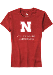 Rally Nebraska Cornhuskers Womens Red College of Arts and Sciences Short Sleeve T-Shirt