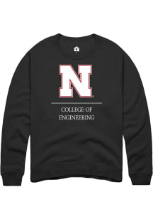 Mens Nebraska Cornhuskers Black Rally College of Engineering Crew Sweatshirt