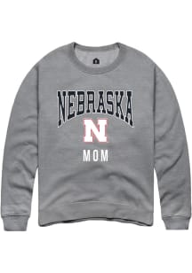 Rally Nebraska Cornhuskers Mens Grey Mom Long Sleeve Crew Sweatshirt