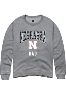 Rally Nebraska Cornhuskers Mens Grey Dad Long Sleeve Crew Sweatshirt