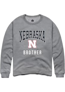 Rally Nebraska Cornhuskers Mens Grey Brother Long Sleeve Crew Sweatshirt