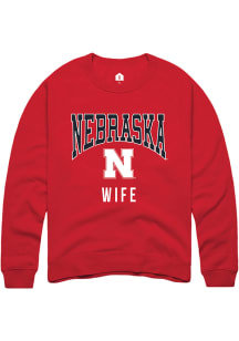 Rally Nebraska Cornhuskers Mens Red Wife Long Sleeve Crew Sweatshirt
