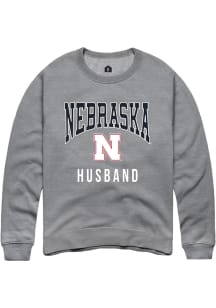Rally Nebraska Cornhuskers Mens Grey Husband Long Sleeve Crew Sweatshirt
