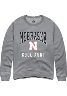 Rally Nebraska Cornhuskers Mens Grey Cool Aunt Long Sleeve Crew Sweatshirt