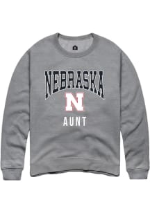 Rally Nebraska Cornhuskers Mens Grey Aunt Long Sleeve Crew Sweatshirt