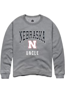 Rally Nebraska Cornhuskers Mens Grey Uncle Long Sleeve Crew Sweatshirt