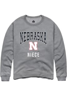 Rally Nebraska Cornhuskers Mens Grey Niece Long Sleeve Crew Sweatshirt