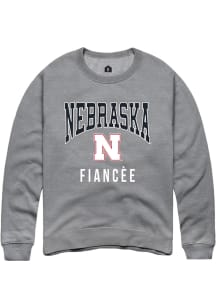 Rally Nebraska Cornhuskers Mens Grey Fiancée Long Sleeve Crew Sweatshirt