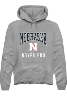 Rally Nebraska Cornhuskers Mens Grey Boyfriend Long Sleeve Hoodie