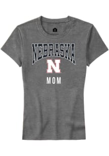 Rally Nebraska Cornhuskers Womens Grey Mom Short Sleeve T-Shirt