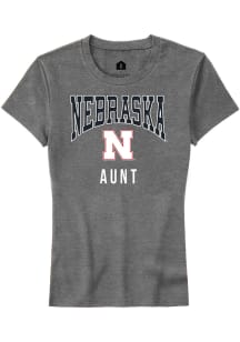 Rally Nebraska Cornhuskers Womens Grey Aunt Short Sleeve T-Shirt