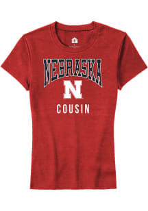 Rally Nebraska Cornhuskers Womens Red Cousin Short Sleeve T-Shirt