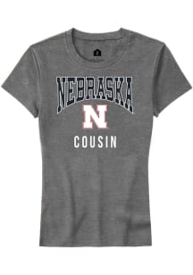 Rally Nebraska Cornhuskers Womens Grey Cousin Short Sleeve T-Shirt