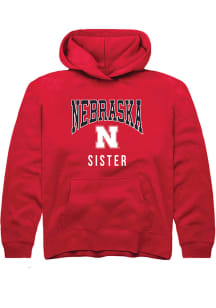 Youth Nebraska Cornhuskers Red Rally Sister Long Sleeve Hooded Sweatshirt