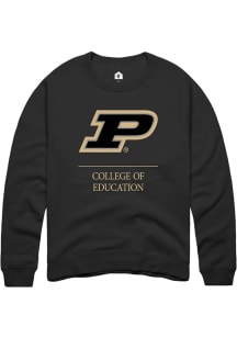 Rally Purdue Boilermakers Mens Black College of Education Long Sleeve Crew Sweatshirt