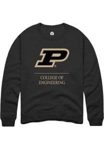 Rally Purdue Boilermakers Mens Black College of Engineering Long Sleeve Crew Sweatshirt