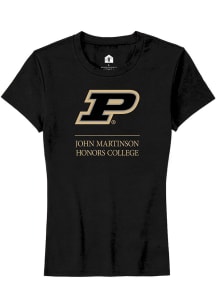 Rally Purdue Boilermakers Womens Black John Martinson Honors College Short Sleeve T-Shirt