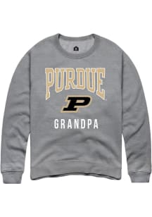 Rally Purdue Boilermakers Mens Grey Grandpa Long Sleeve Crew Sweatshirt