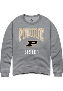 Rally Purdue Boilermakers Mens Grey Sister Long Sleeve Crew Sweatshirt