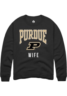 Rally Purdue Boilermakers Mens Black Wife Long Sleeve Crew Sweatshirt