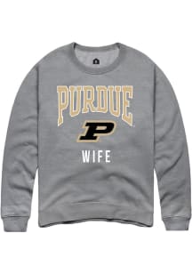 Rally Purdue Boilermakers Mens Grey Wife Long Sleeve Crew Sweatshirt