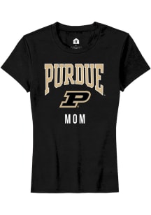 Rally Purdue Boilermakers Womens Black Mom Short Sleeve T-Shirt