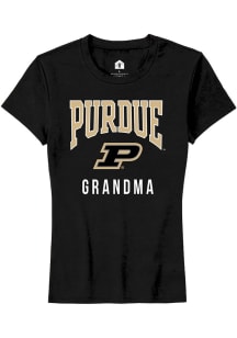 Rally Purdue Boilermakers Womens Black Grandma Short Sleeve T-Shirt
