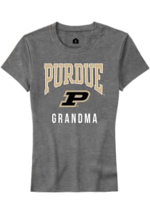 Rally Purdue Boilermakers Womens Grey Grandma Short Sleeve T-Shirt