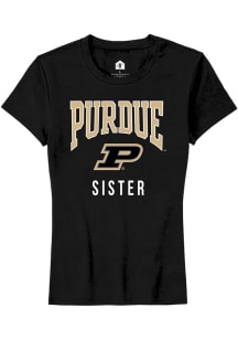 Rally Purdue Boilermakers Womens Black Sister Short Sleeve T-Shirt