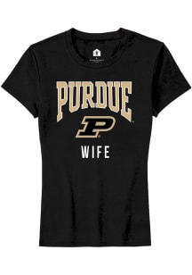 Rally Purdue Boilermakers Womens Black Wife Short Sleeve T-Shirt