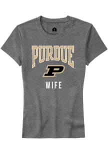 Rally Purdue Boilermakers Womens Grey Wife Short Sleeve T-Shirt