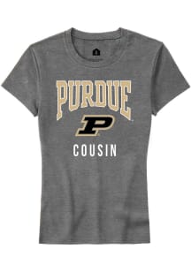 Rally Purdue Boilermakers Womens Grey Cousin Short Sleeve T-Shirt