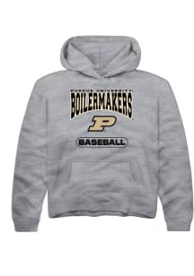 Rally Purdue Boilermakers Youth Grey Baseball Long Sleeve Hoodie