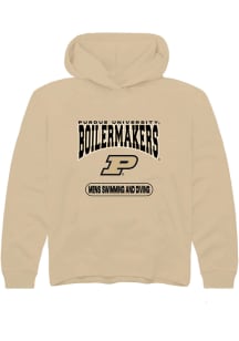 Rally Purdue Boilermakers Youth Tan Mens Swimming and Diving Long Sleeve Hoodie