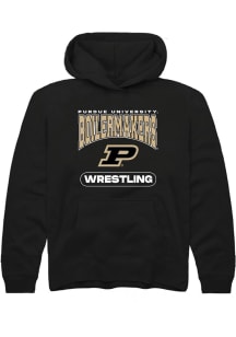 Youth Purdue Boilermakers Black Rally Wrestling Long Sleeve Hooded Sweatshirt