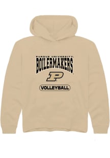 Rally Purdue Boilermakers Youth Tan Volleyball Long Sleeve Hoodie