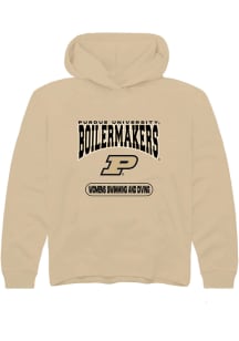 Rally Purdue Boilermakers Youth Tan Womens Swimming and Diving Long Sleeve Hoodie