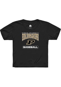 Youth Purdue Boilermakers Black Rally Baseball Short Sleeve T-Shirt