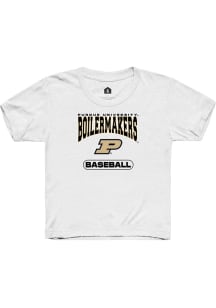 Rally Purdue Boilermakers Youth White Baseball Short Sleeve T-Shirt