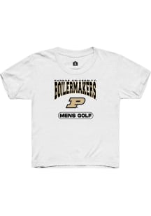 Rally Purdue Boilermakers Youth White Mens Golf Short Sleeve T-Shirt
